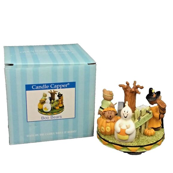 Virginia Candle Co Candle Capper Boo Bears Topper Halloween Ghost Pumpkin w/Box - Picture 1 of 9